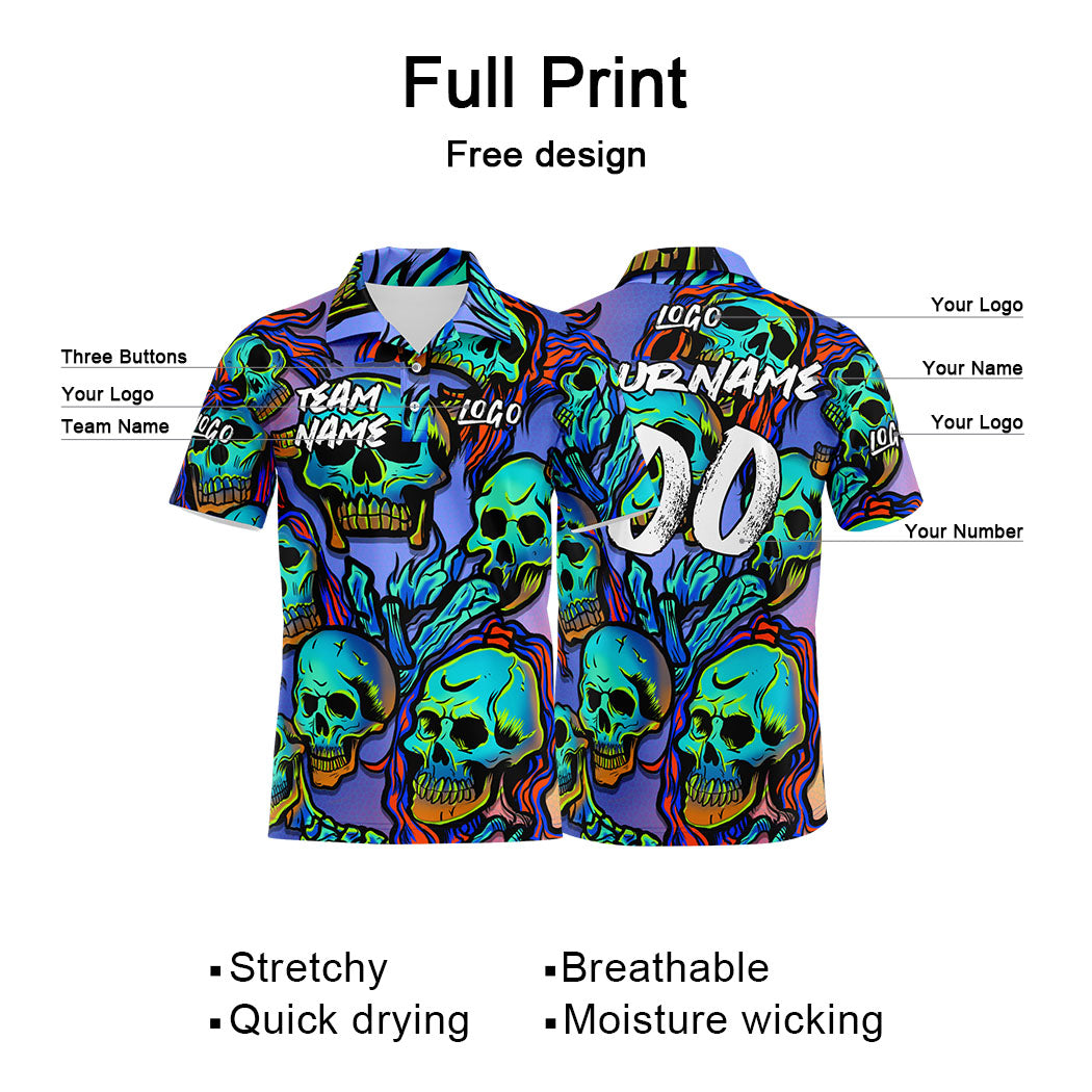 Custom Football Polo Shirts  Add Your Unique Logo/Name/Number Purple&Neon Green