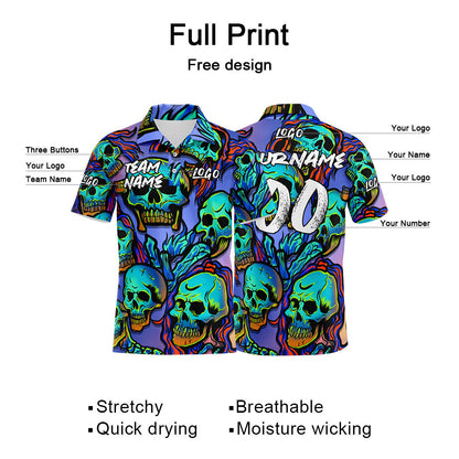 Custom Football Polo Shirts  Add Your Unique Logo/Name/Number Purple&Neon Green