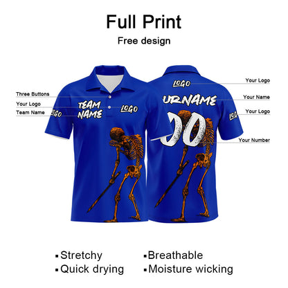 Custom Football Polo Shirts  Add Your Unique Logo/Name/Number Blue