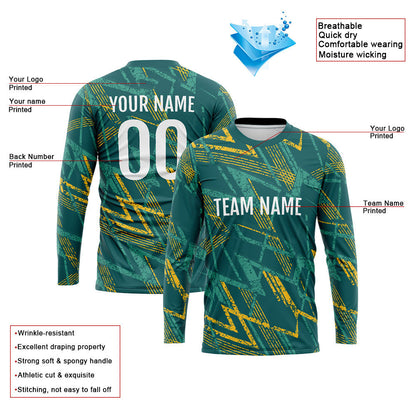 Custom Basketball Soccer Football Shooting Long T-Shirt for Adults and Kids Green