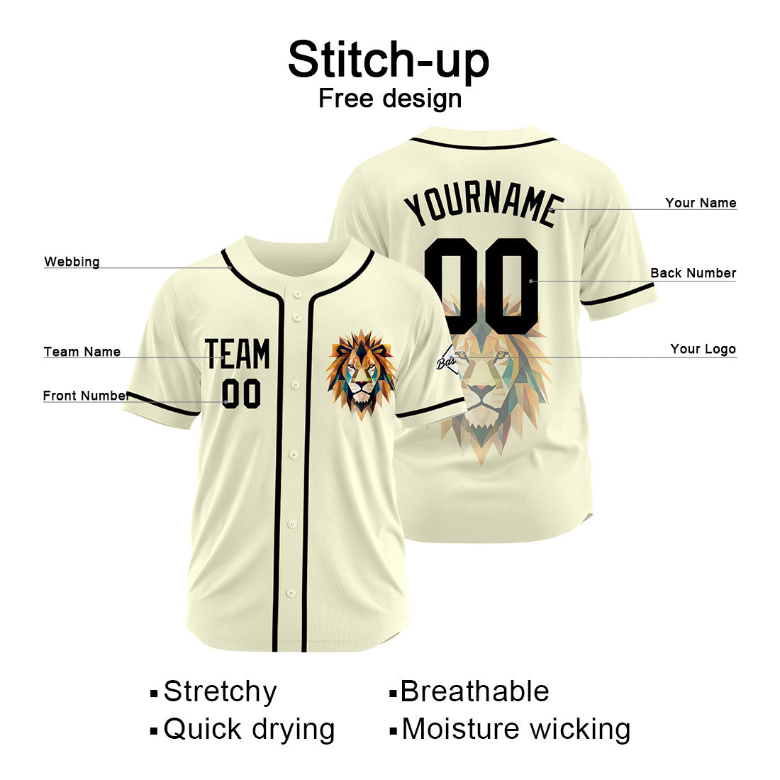 Custom Baseball Uniforms High-Quality for Adult Kids Optimized for Performance Cream