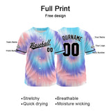 Custom Full Print Design Baseball Jersey blue-pink-purple
