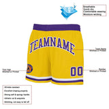custom black-yellow-purple authentic throwback basketball shorts