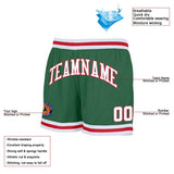 custom kelly green-white-red authentic throwback basketball shorts