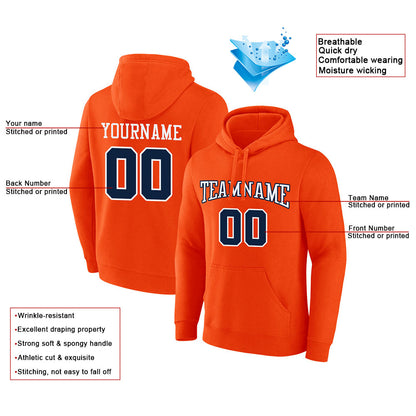 custom authentic pullover sweatshirt hoodie orange-navy-white