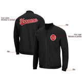 Custom Long Sleeve Windbreaker Jackets Uniform Printed Your Logo Name Number Black-Red-White