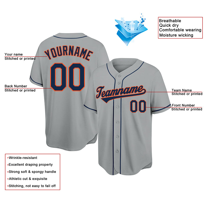 Custom Navy Orange-White Authentic Baseball Jersey Discount