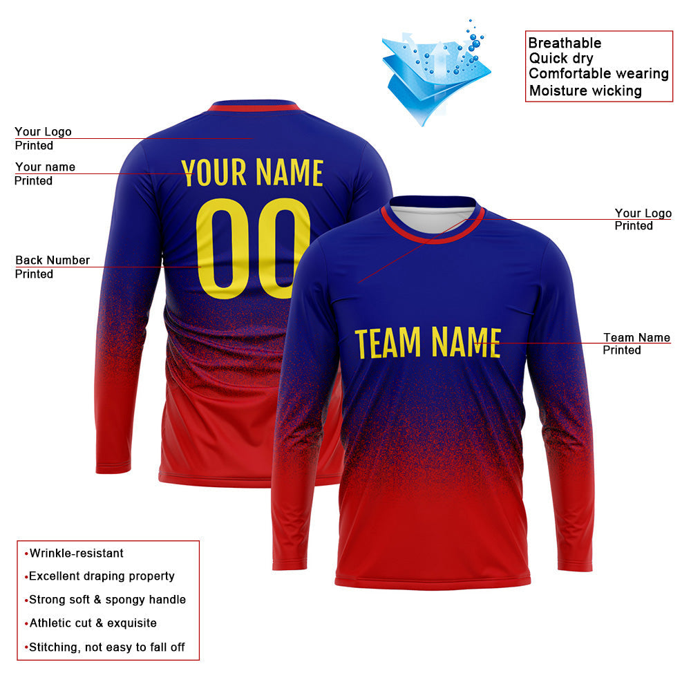 Custom Basketball Soccer Football Shooting Long T-Shirt for Adults and Kids Royal-Red