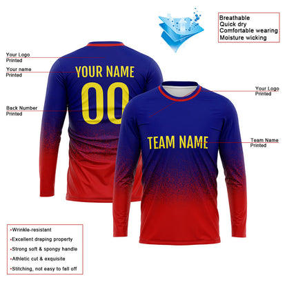 Custom Basketball Soccer Football Shooting Long T-Shirt for Adults and Kids Royal-Red