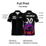 Custom Football Polo Shirts  Add Your Unique Logo/Name/Number Black&Light Blue