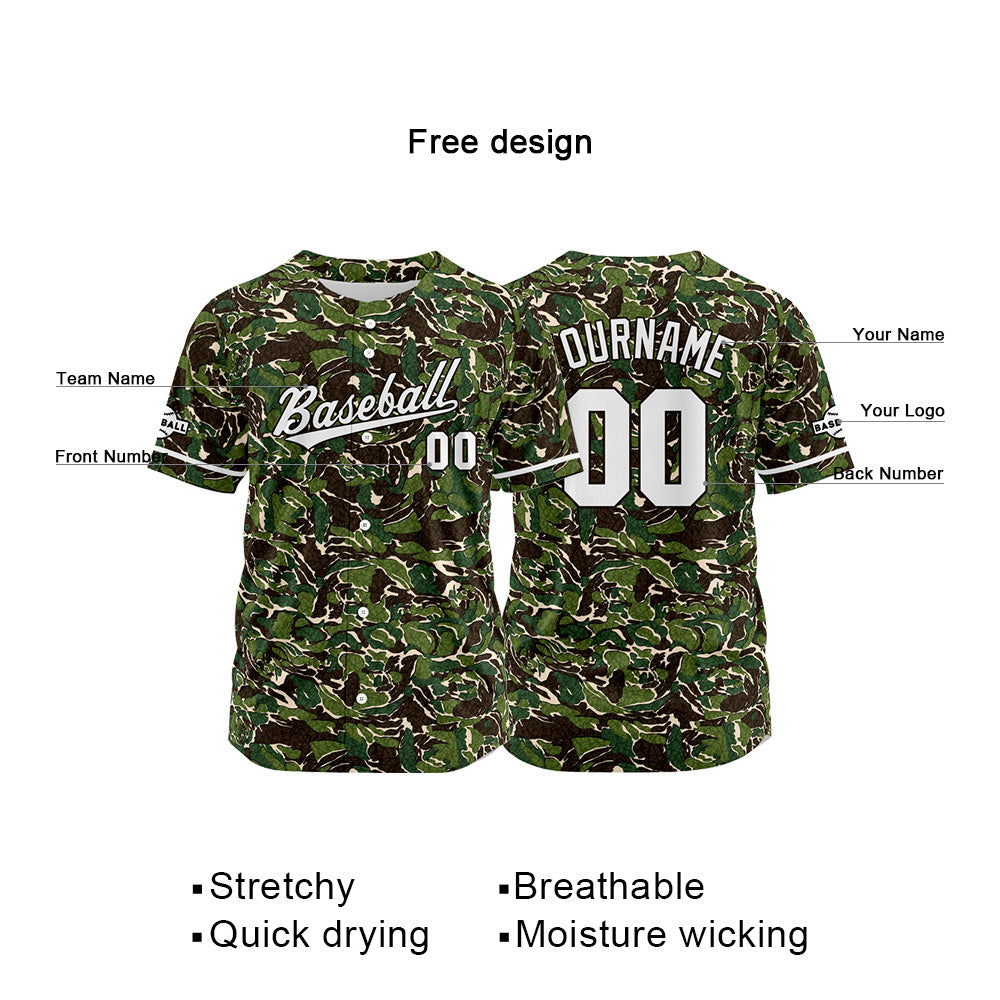 Custom Full Print Design Baseball Jersey green-black