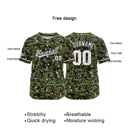 Custom Full Print Design Baseball Jersey green-black