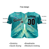 Custom Full Print Design Baseball Jersey Aqua