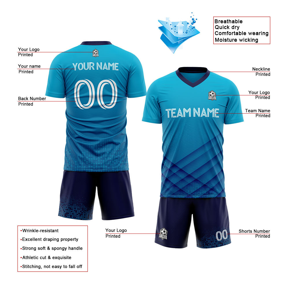 custom soccer uniform jersey kids adults personalized set jersey shirt blue