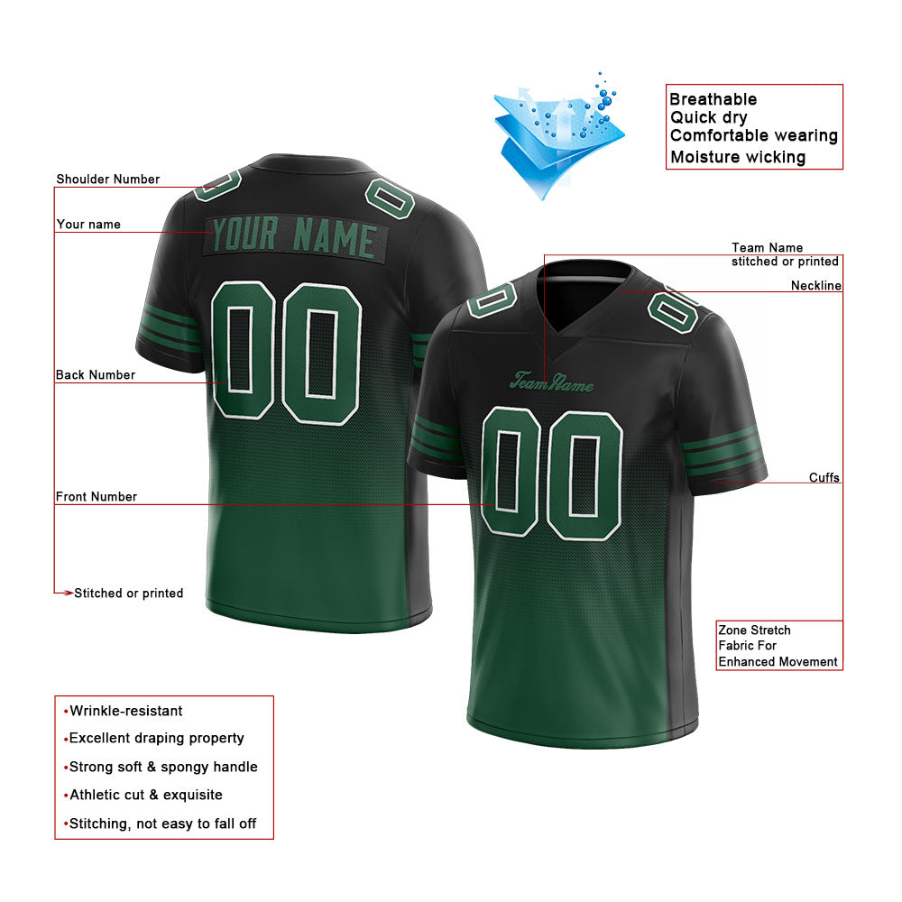 custom authentic gradient fashion football jersey black-green