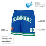 custom blue-kelly green-white authentic throwback basketball shorts