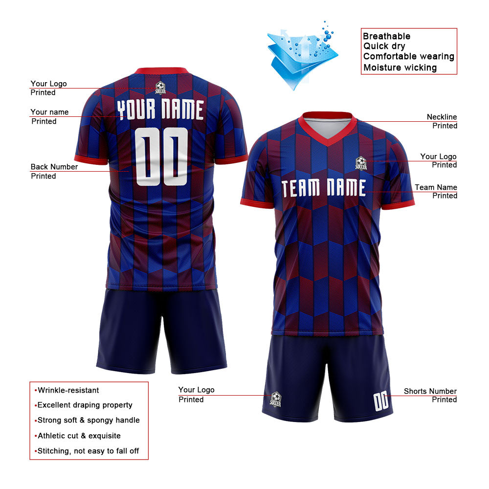 custom soccer uniform jersey kids adults personalized set jersey shirt blue-red