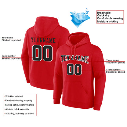 custom authentic pullover sweatshirt hoodie red-black-white