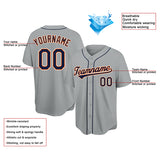 customized authentic baseball jersey gray navy-orange mesh