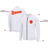 Custom Long Sleeve Windbreaker Jackets Uniform Printed Your Logo Name Number White-Red-Yellow