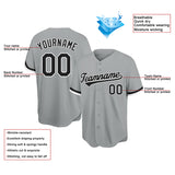 customized authentic baseball jersey gray black-white mesh