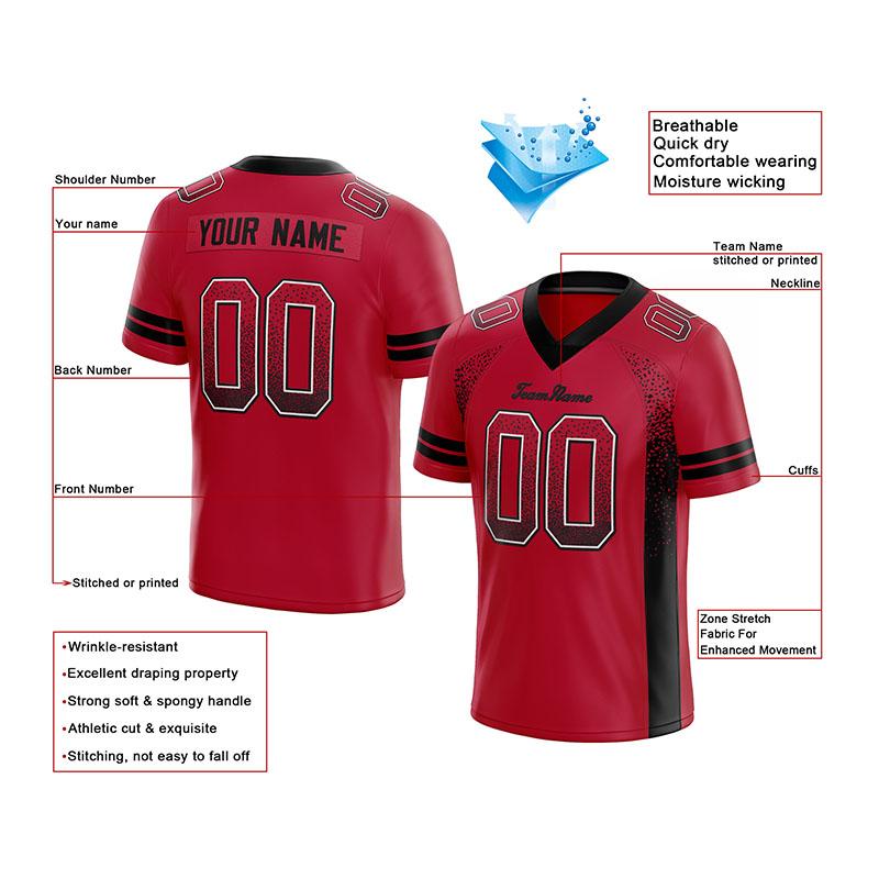 custom authentic drift fashion football jersey red-black mesh