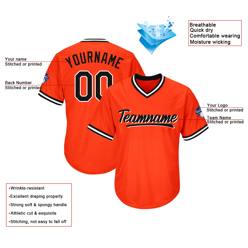 custom baseball jersey orange-black-white