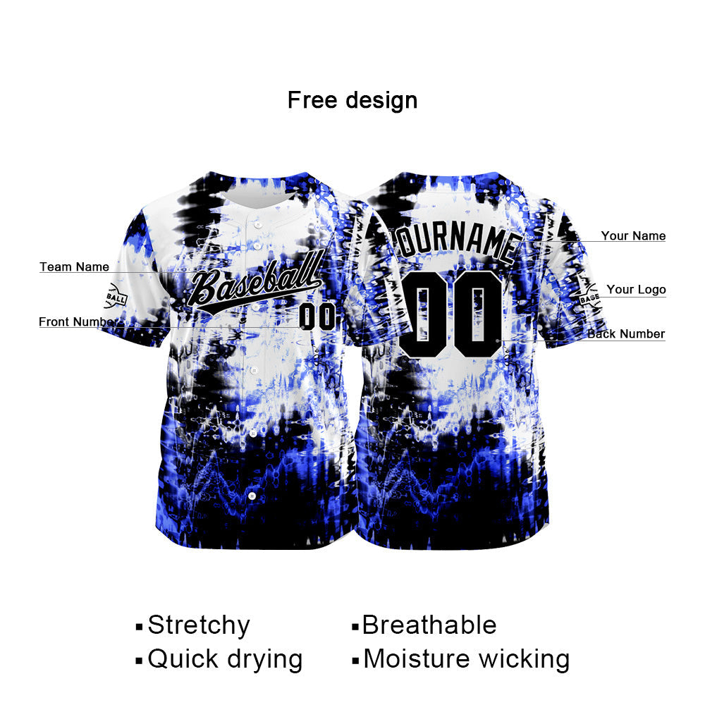 Custom Full Print Design Baseball Jersey navy-white