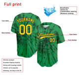 custom full print design authentic green tie-dyed baseball jersey