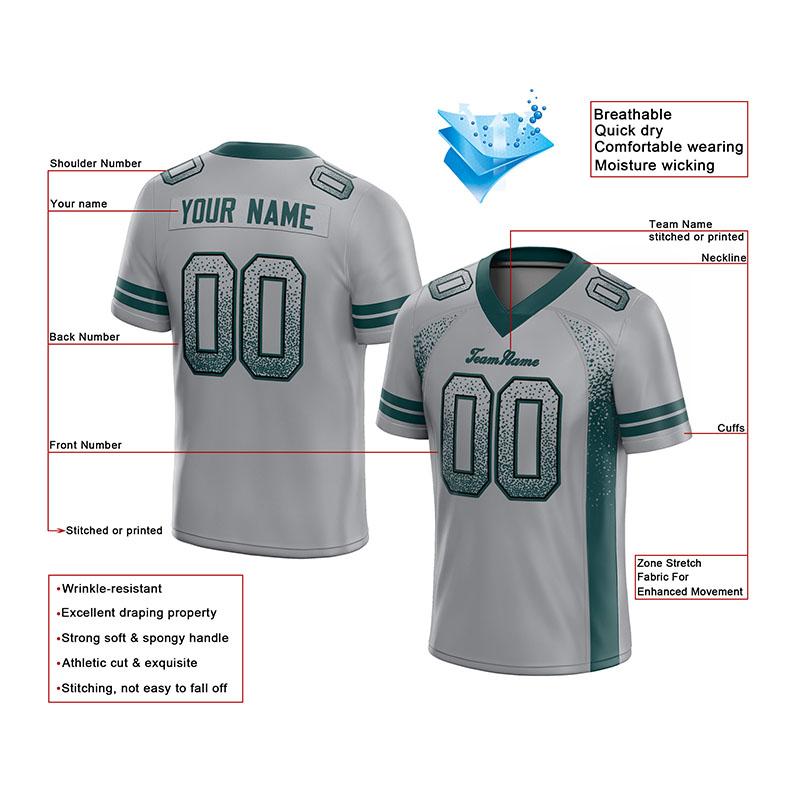 custom authentic drift fashion football jersey gray-midnight green mesh