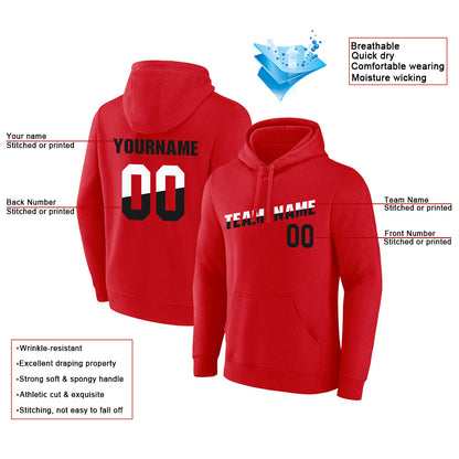 custom authentic pullover sweatshirt hoodie red-black-white