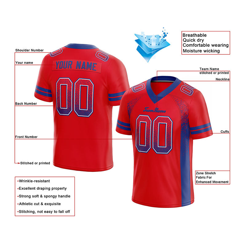 custom authentic drift fashion football jersey red-royal mesh