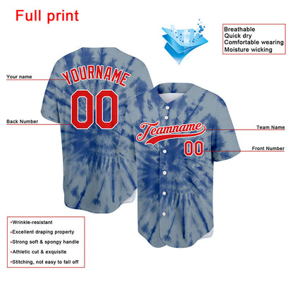 custom full print design authentic tie-dyed baseball jersey