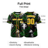 Custom Baseball Jersey Personalized Baseball Shirt for Men Women Kids Youth Teams Stitched and Print Green&Yellow