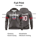 Custom Sweatshirt Hoodie For Men Women Girl Boy Print Your Logo Name Number Gray&ScarletWhite