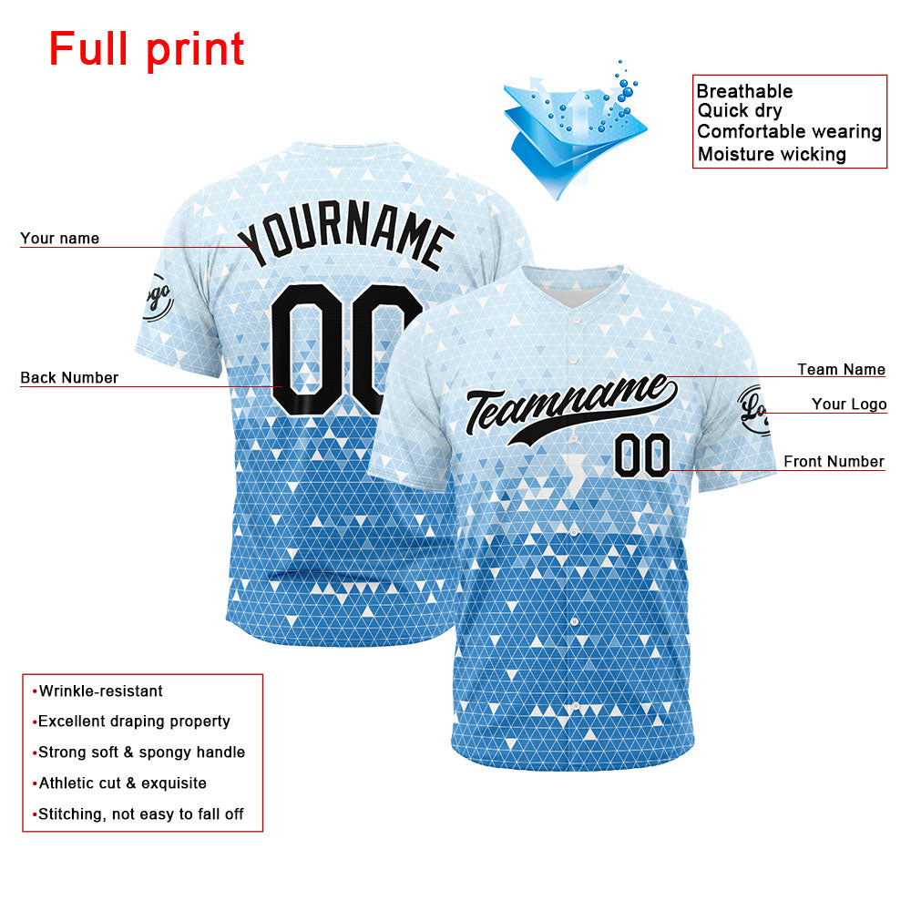 Custom Full Print Design Baseball Jersey blue