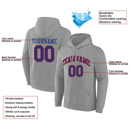 custom authentic pullover sweatshirt hoodie gray-blue-red