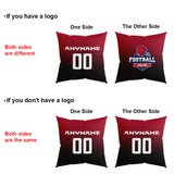 Custom Football Throw Pillow for Men Women Boy Gift Printed Your Personalized Name Number Red&White&Black