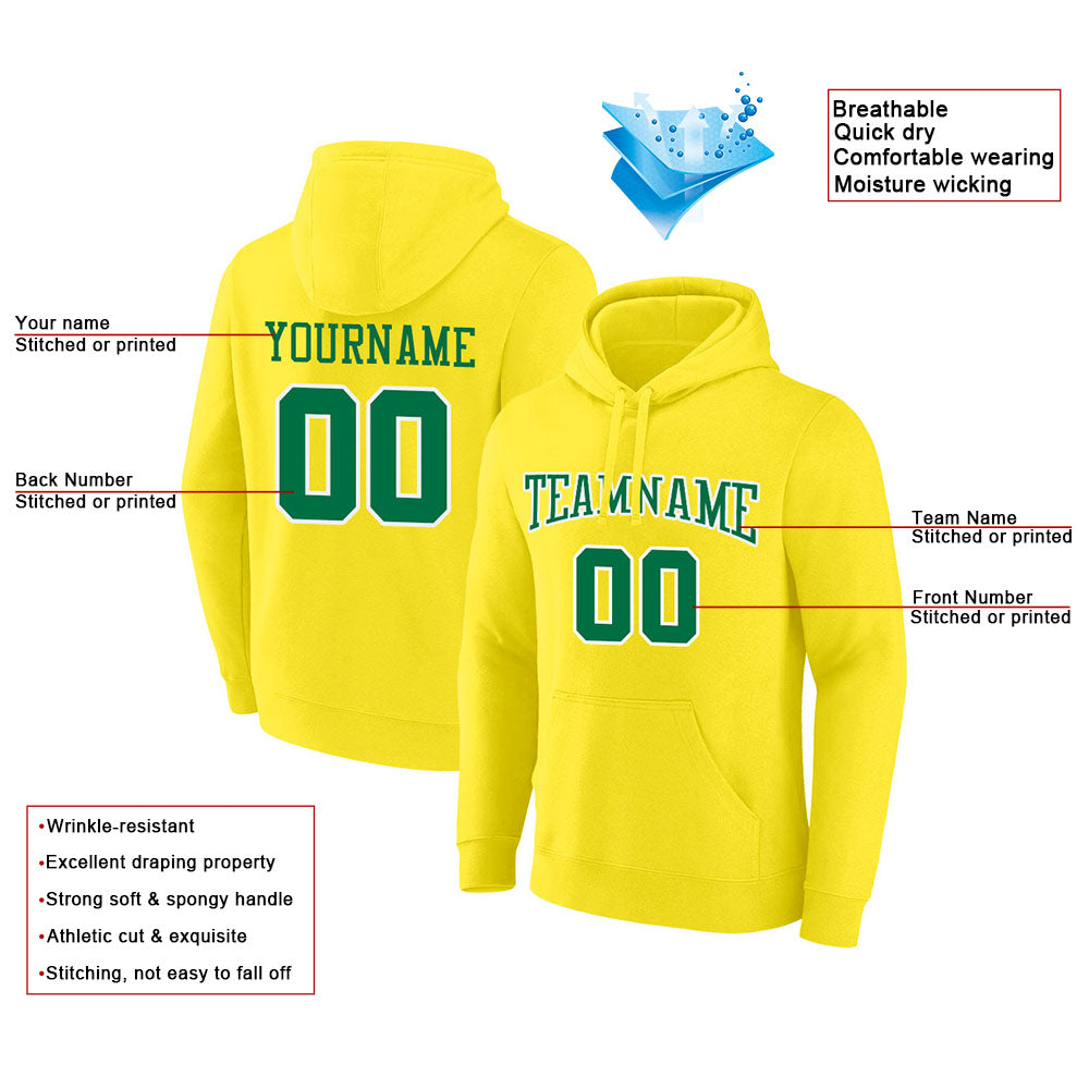 custom authentic pullover sweatshirt hoodie yellow-green-white