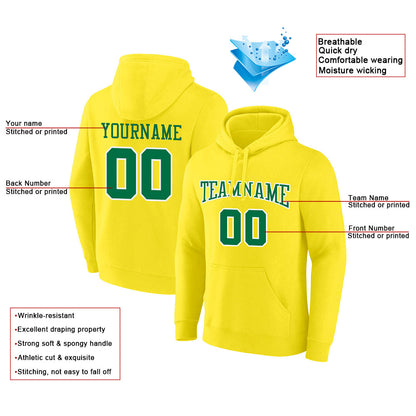 custom authentic pullover sweatshirt hoodie yellow-green-white