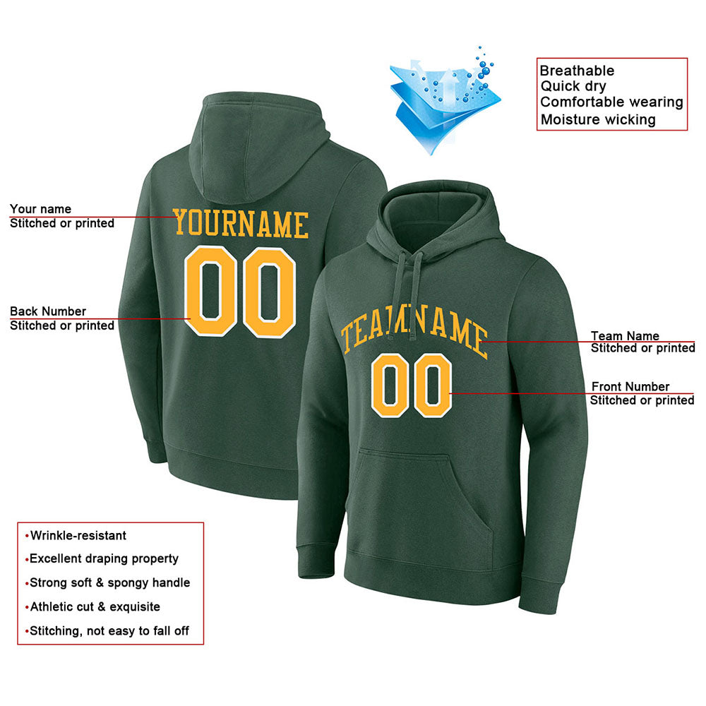 custom authentic pullover sweatshirt hoodie green-yellow-white