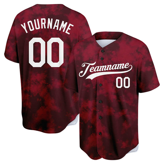custom full print design authentic flocculent tie-dyed baseball jersey