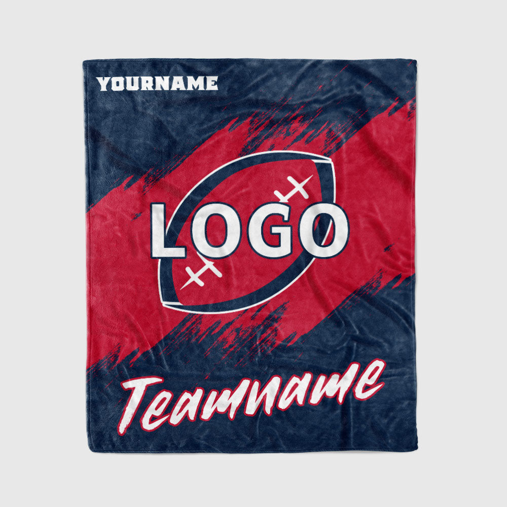 custom ultra-soft micro fleece blanket navy-red