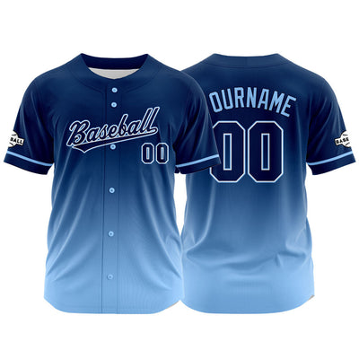 Custom Full Print Design  Baseball Jersey light blue-navy