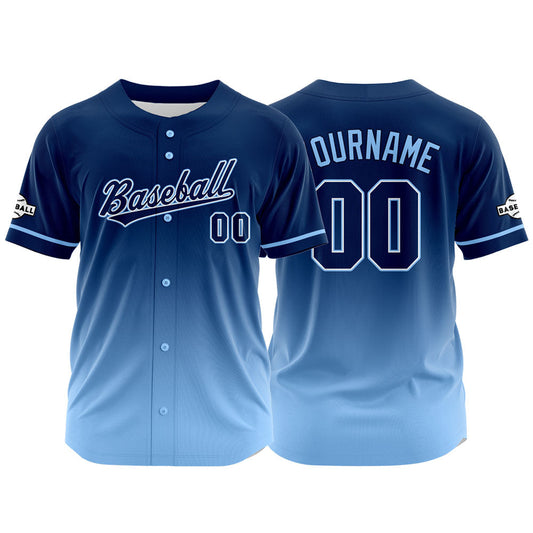 Custom Full Print Design  Baseball Jersey light blue-navy