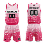 custom triangular gradient basketball suit for adults and kids  personalized jersey pink