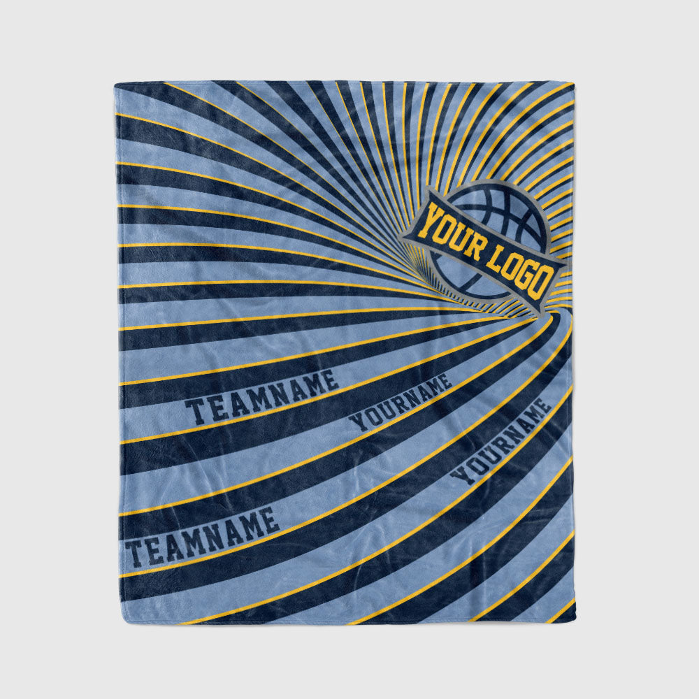 custom ultra-soft micro fleece blanket navy-light blue