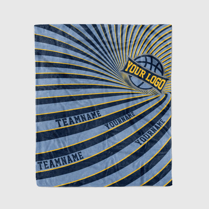 custom ultra-soft micro fleece blanket navy-light blue