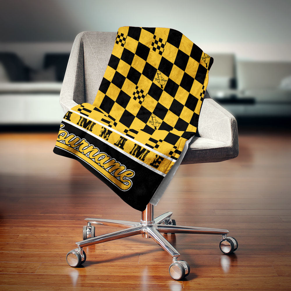 custom ultra-soft micro fleece blanket black-yellow