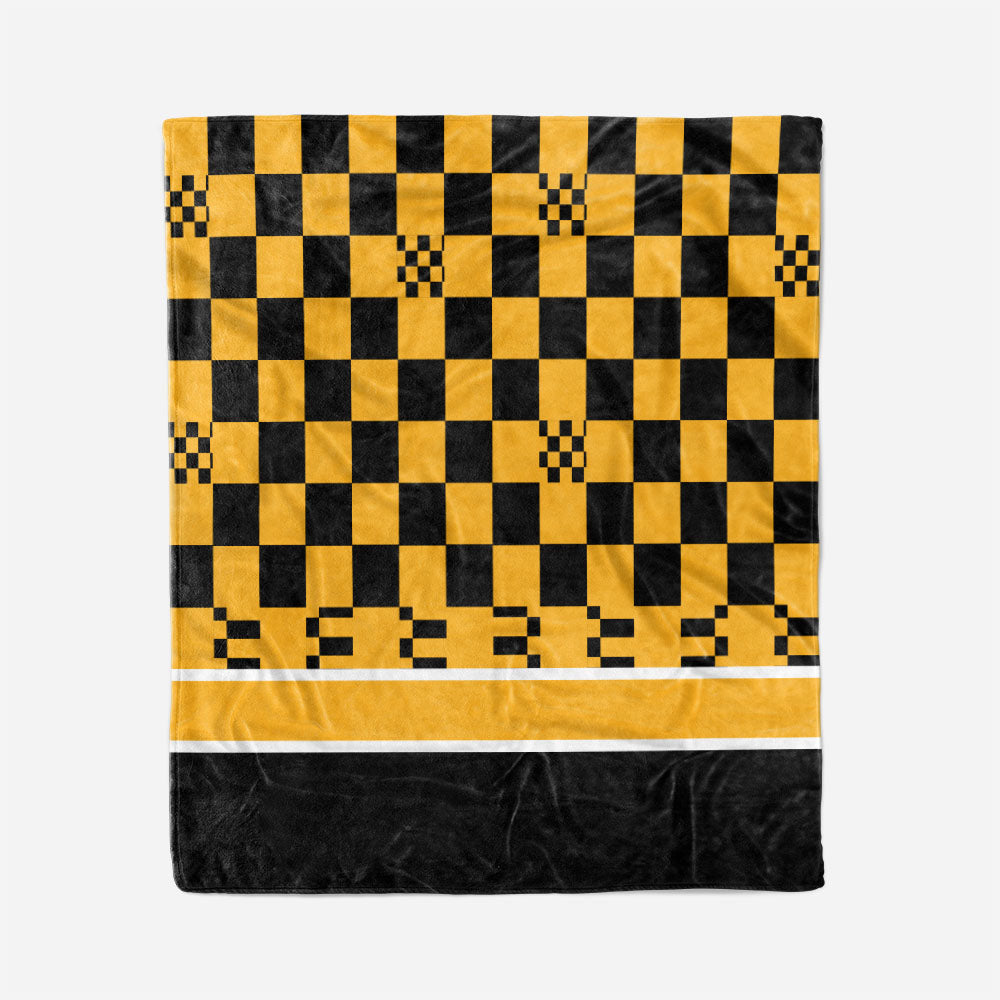 custom ultra-soft micro fleece blanket black-yellow